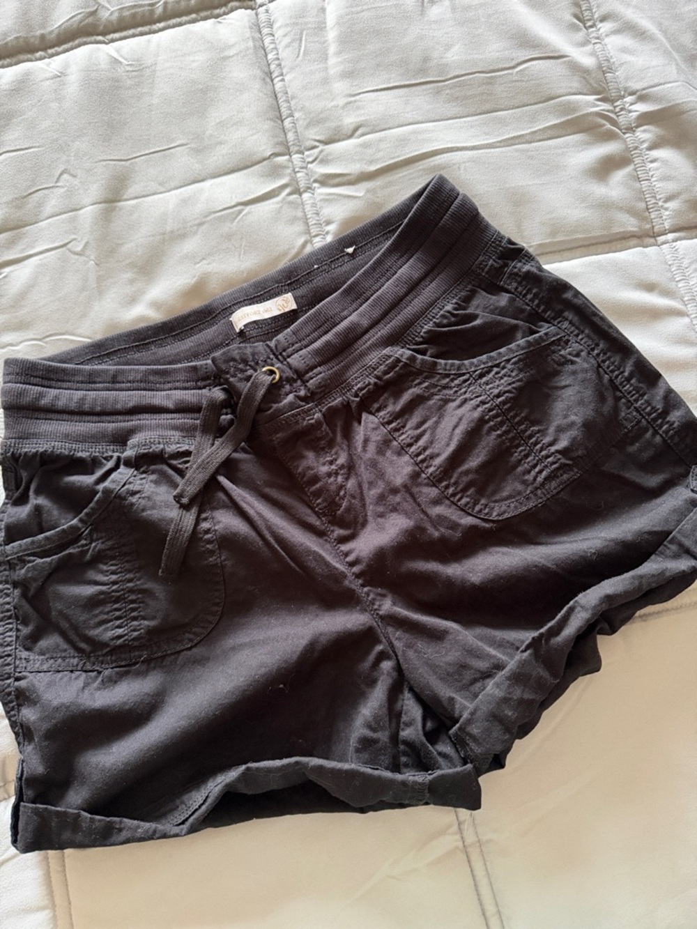 Westport Black 10” Ribbed-Waist Casual Shorts with Pockets